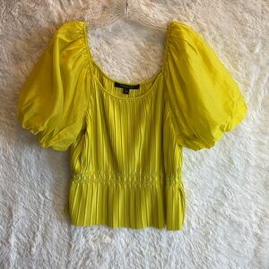 Marc New York Andrew Marc Puffy Sleeves Blouse Large NWOT Ribbed Bodice